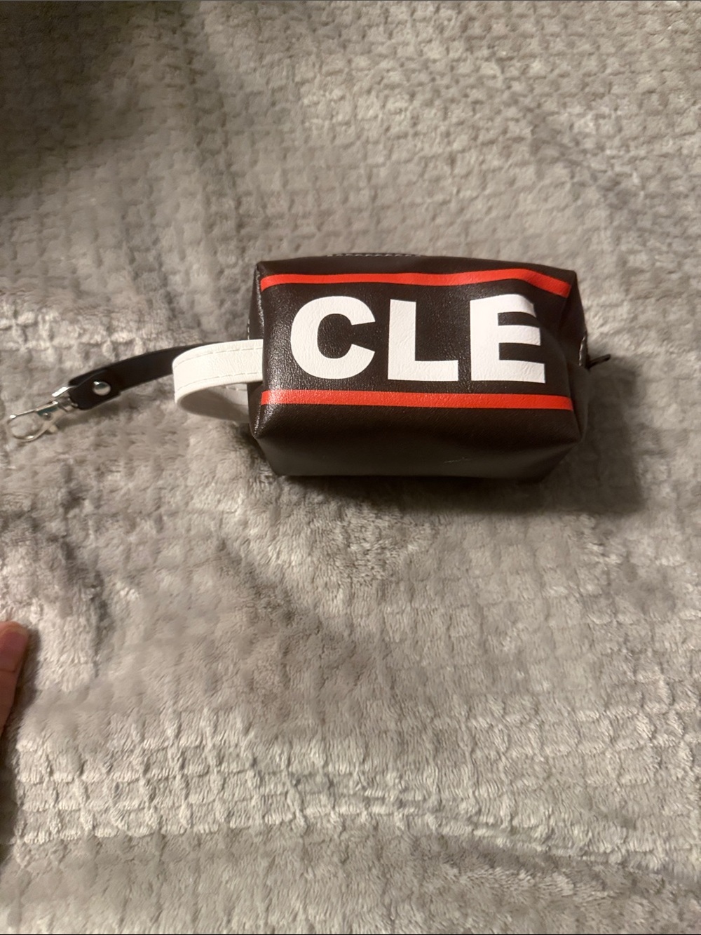 CLE Logo Brown Travel Pouch with Red Accent
